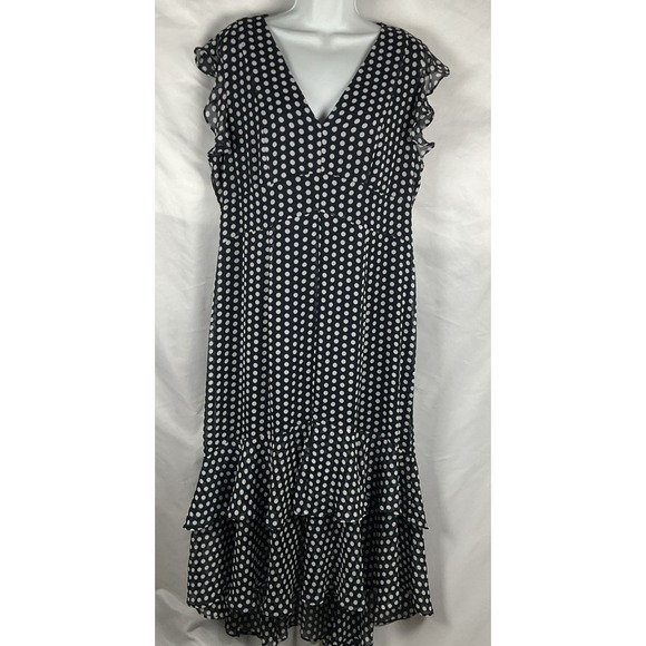Tommy Hilfiger Dresses & Skirts - TOMMY HILFIGER Women's Size 14 Navy & White Polka Dot Chiffon High Low Dress